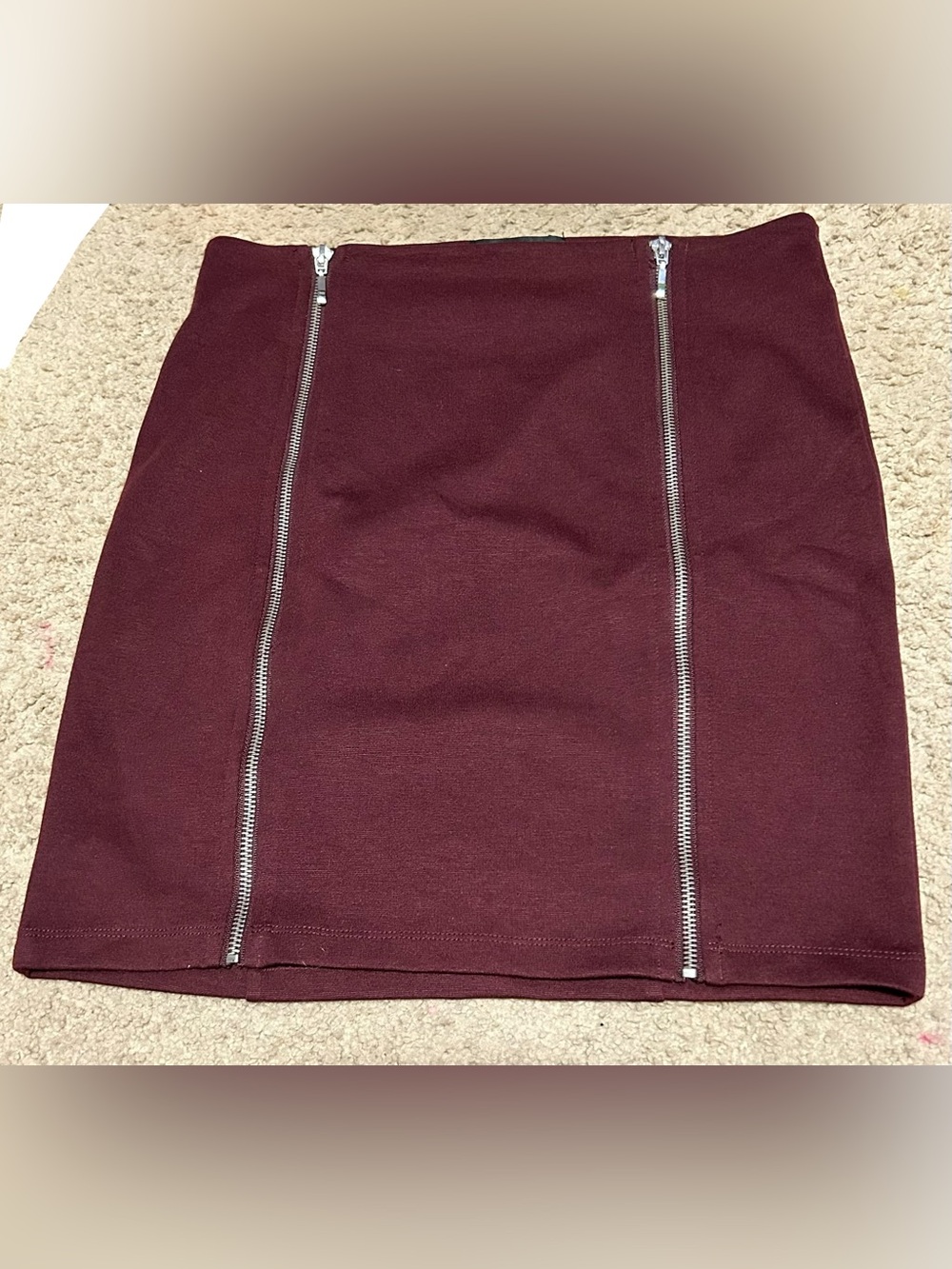 Forever 21 Burgundy Double-Zip Mini Skirt